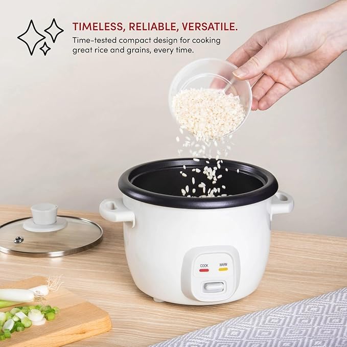 4-Quart Electric Rice and Grain Cooker White 4-Cup Cooked Capacity