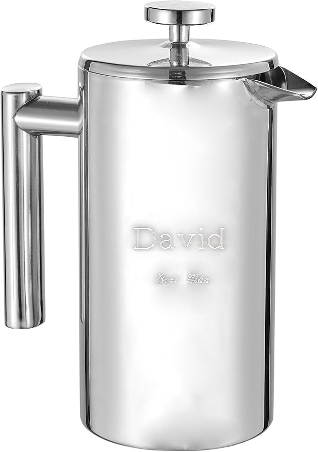 Personalized Stainless Steel Coffee French Press with Free Engraving