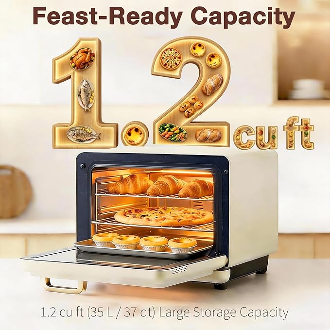 ROBAM Toaster Air Fryer Oven Combo Countertop Convection Cooker with Bake &amp Fry 1.2 Cu.Ft Large Capacity Combi Steam Oven 32 Preset Recipes Smart Touch Precise Temp Control Multi-Stage (White