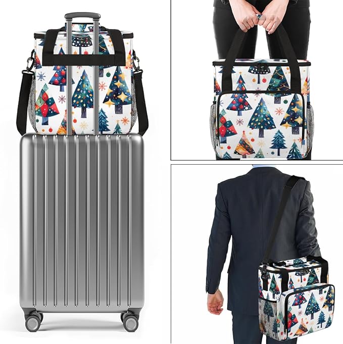 Cartoon Tree Coffee Maker Carrying Bag Oil Painting Tree Travel Storage Bag Compatible with K-Mini or K-Mini Plus Single Serve Coffee Brewer Carrying Case with Multiple Pockets &amp Shoulder Strap