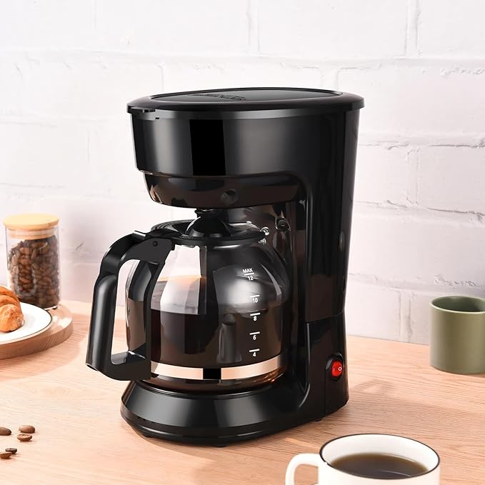 12 Cup Drip Coffee Maker Automatic Shut-Off Temperature Control 1.8L Black