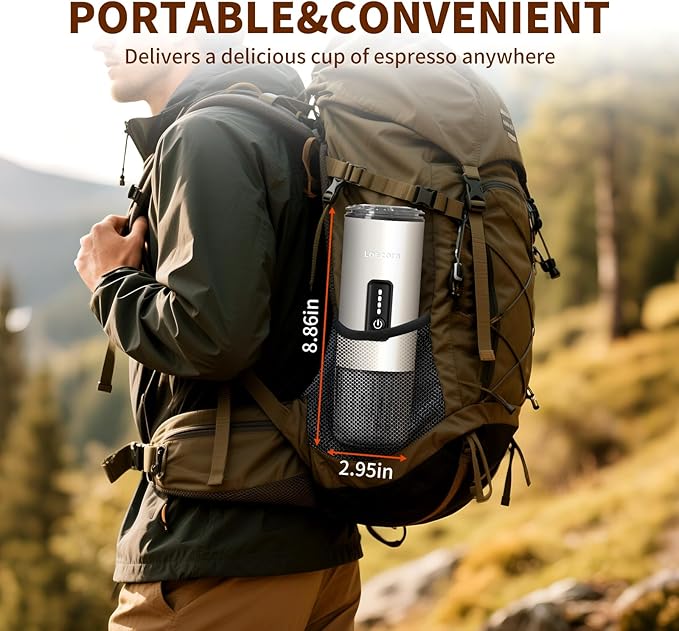 Stainless Steel Portable Espresso Maker – 20Bar 7500mAh Rechargeable 3-in-1 for Nespresso/DG Capsules &amp Ground Coffee Self-Heating Best Value for Camping Car Travel (White)