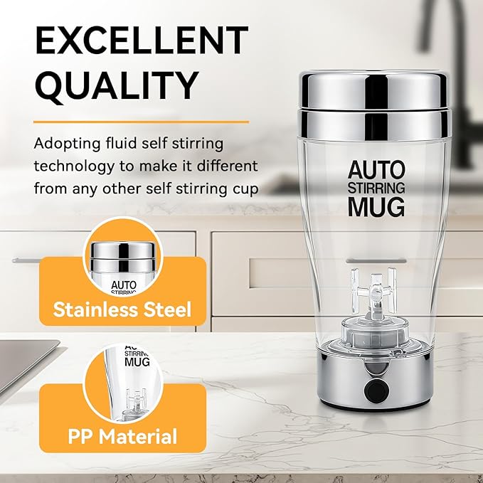 400ml Electric Stirring Mug Auto Stirring Mug Electric with Stainless Steel Automatic Self Mixing Cup for Men Women Kids