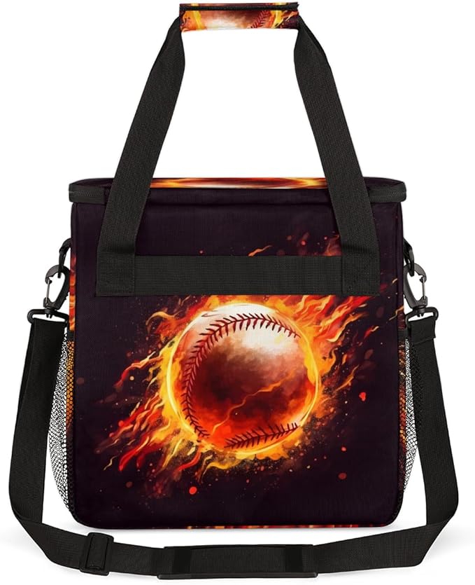 Flame Baseball Coffee Maker Carrying Bag Fire Baseball Travel Storage Bag Compatible with K-Mini or K-Mini Plus Single Serve Coffee Brewer Carrying Case with Multiple Pockets &amp Shoulder Strap