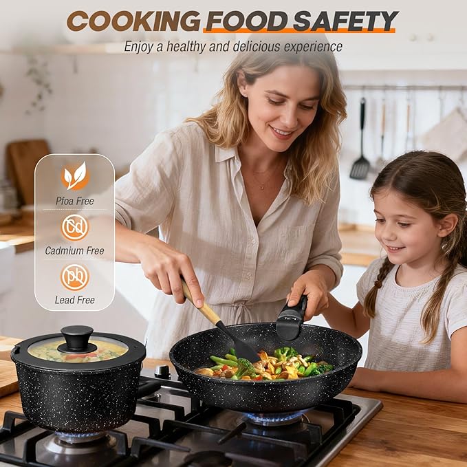 pots and Pans Set Nonstick Cookware Set Detachable Handle Induction Kitchen Cookware Sets with Removable Handle Non Stick RV Cookware Set Dishwasher ＆ Oven Safe (21 PCS)