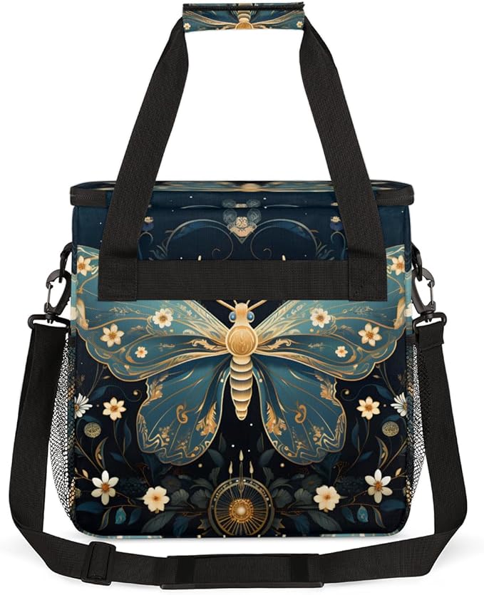 Gothic Butterfly Coffee Maker Carrying Bag Cartoon Butterfly Travel Storage Bag Compatible with K-Mini or K-Mini Plus Single Serve Coffee Brewer Carrying Case with Multiple Pockets &amp Shoulder St