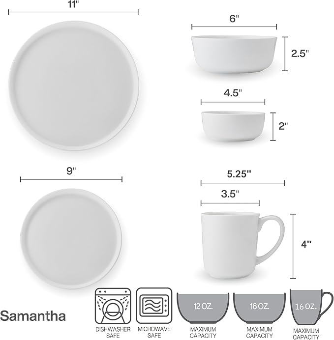Mikasa Samantha Bone China Lightweight Chip Resistant 40 Piece Dinnerware Set Service for 8