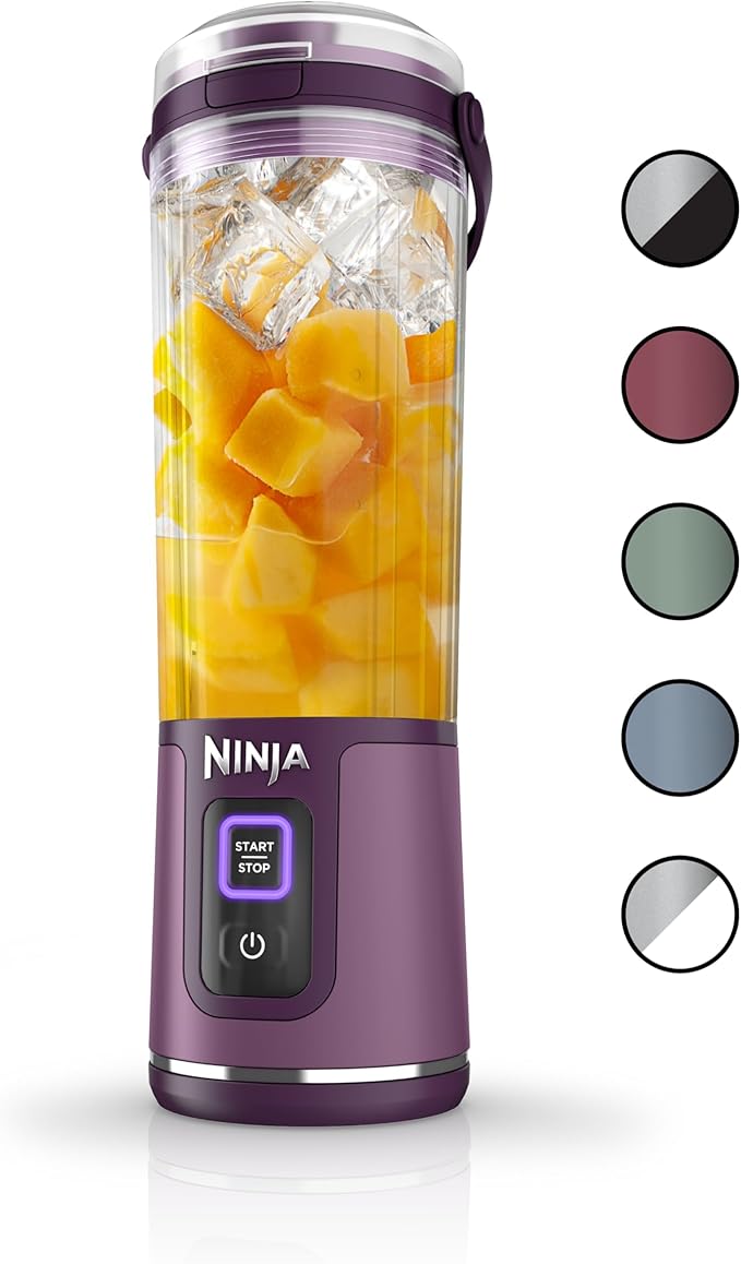 Ninja BC151PR Blast Portable Blender Cordless 18oz. Vessel Personal Blender-for Shakes &amp Smoothies BPA Free Leakproof-Lid &amp Sip Spout (Renewed)
