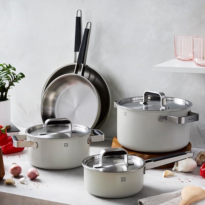 ZWILLING Pure 8-pc Stainless Steel Cookware Set Ivory