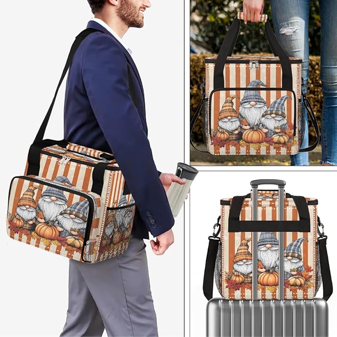 Dwarf Pumpkin Maple Leaf Coffee Maker Carring Bag Travel Carrying Storage Tote Bag Compatible with Keurig K-Mini or K-Mini Plus Portable Single Serve Coffee Brewer Case with Pockets for K-cup Pods