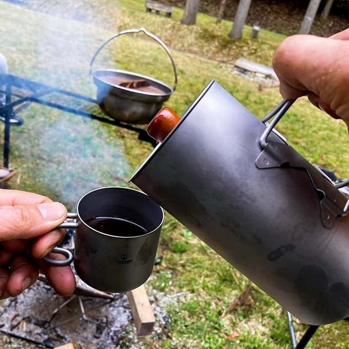 SILVERANT Titanium Coffee French Press Cup Camping Mug Travel Coffee Maker for Backpacking Hiking