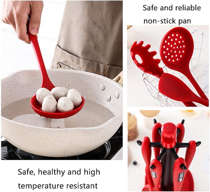 Silicone Cookware Set Kitchen Cooking Seven-piece High Temperature Resistant Non-stick Cookware Silicone Cookware ~ The Best Gift for The Kitchen