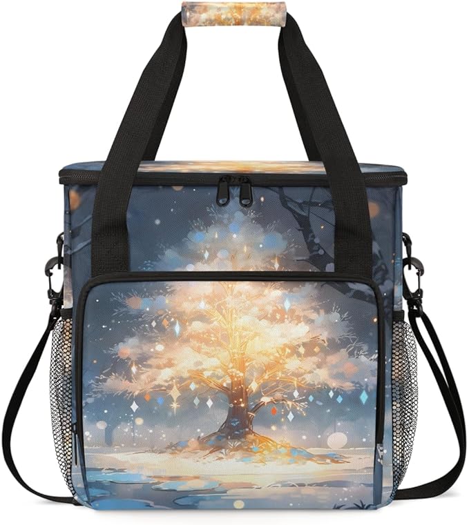 Christmas Tree Coffee Maker Carrying Bag Mystical Tree Travel Storage Bag Compatible with K-Mini or K-Mini Plus Single Serve Coffee Brewer Carrying Case with Multiple Pockets &amp Shoulder Strap