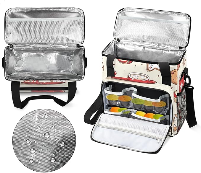 Glitter Gingerbread Man Coffee Maker Carrying Bag Travel Storage Bag Compatible with K-Mini or K-Mini Plus Single Serve Coffee Brewer Carrying Case with Multiple Pockets &amp Shoulder Strap