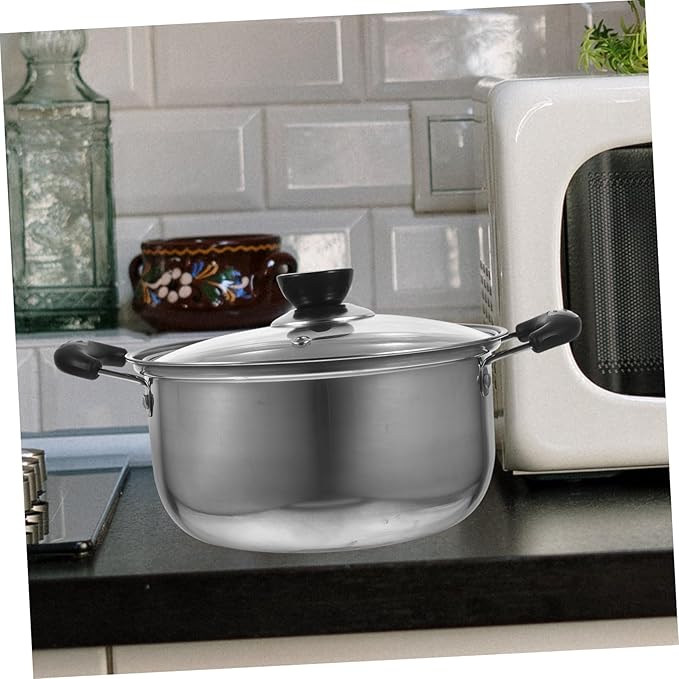 PRETYZOOM 3-Piece Stainless Steel Cookware Set Soup Pot Milk Pan Frying Pan Sturdy Kitchen Essentials for Daily Cooking Compatible Induction Cooktops Dishwasher Safe