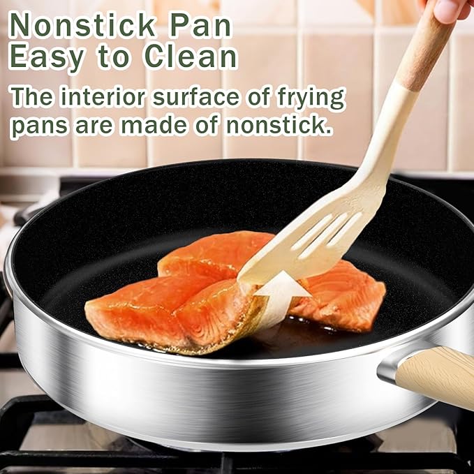 Stainless Steel Cookware Set 13PCS Pots and Pans Set Induction Cookware Kitchen Cooking Set Heavy Duty Tri-Ply Base Dishwasher Safe