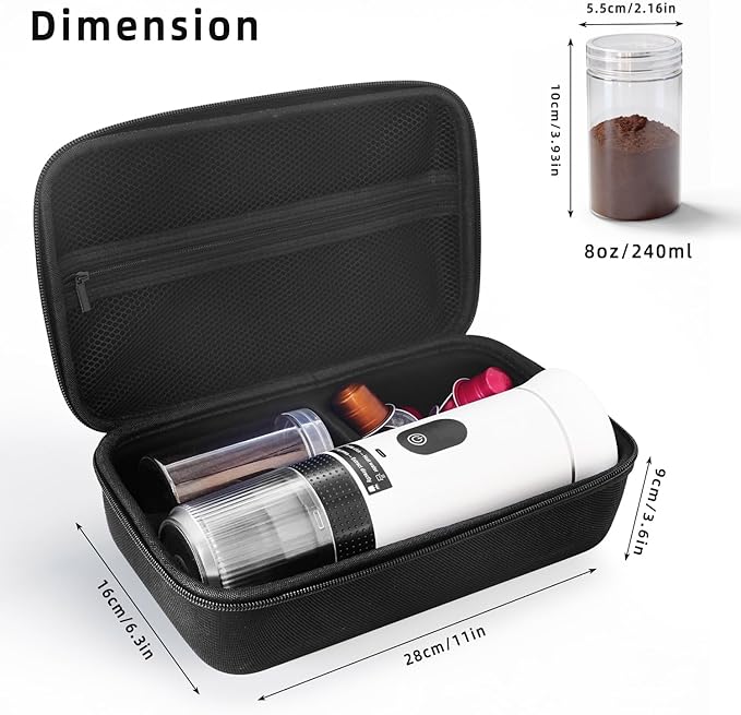 Portable Coffee Maker for Travel &amp Camping Portable Espresso Maker with Bag Rechargeable Cordless Battery Operated Coffee Makers for Ground Coffee NS Capsule RV Hiking Office(White)