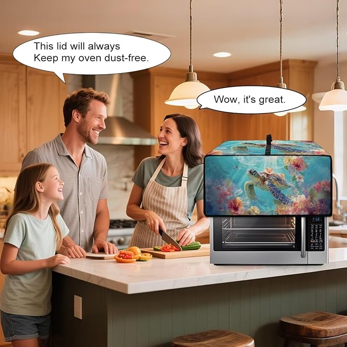 Sea Turtle Print Toaster Oven Air Fryer Cover Hibiscus Starfish Print Bread Maker Machine Covers with Side Pockets Kitchen Small Appliance Cover S