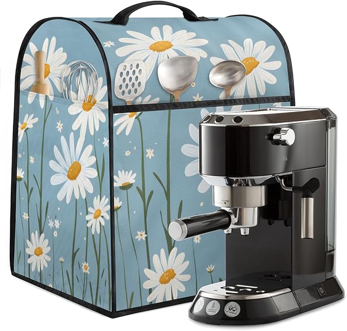 cfpolar Kitchen Aid Mixer Cover Compatible with 6-8 Quarts White Daisy Flower Plant Stand Mixer Cover Kitchen Aid Mixers Accessories Appliance Organizer Bag Dust Covers with Zipper Pocket
