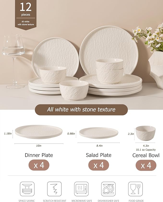 Dinnerware sets plates and bowls sets modern platesCeramic Dinnerware Sets12 Pieces Porcelain Lightweight PlatesScratch Resistant Dish Set (style - 9 4 - Set (12pcs))