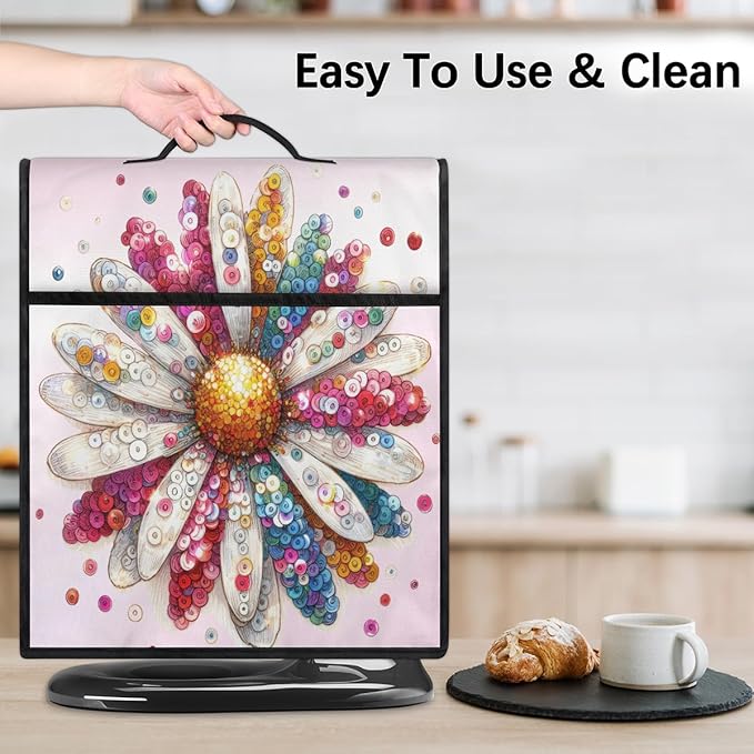 cfpolar Kitchen Aid Mixer Cover Compatible with 6-8 Quarts Flower Color Floral Stand Mixer Cover Kitchen Aid Mixers Accessories Appliance Organizer Bag Dust Covers with Zipper Pocket