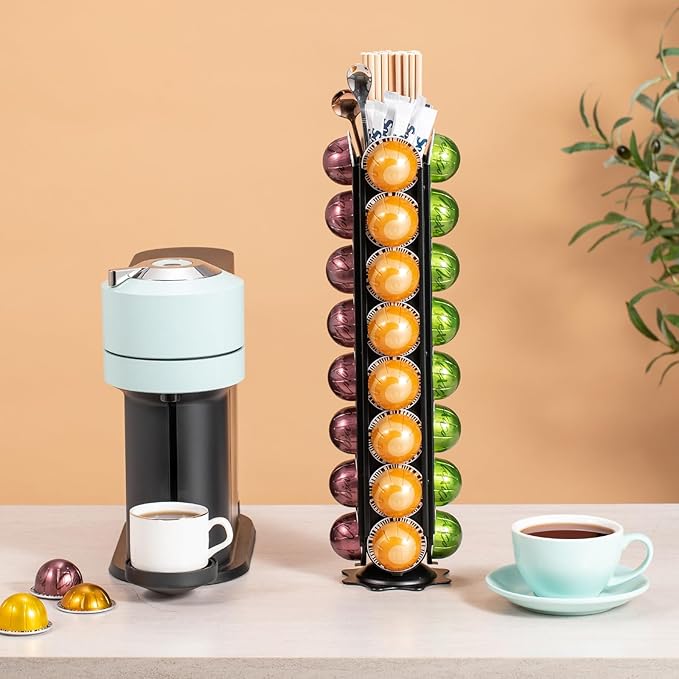 Rice rat Nespresso Pods Holder Capsules with Central Extra Pod Storage (Carousel-32 Pods)