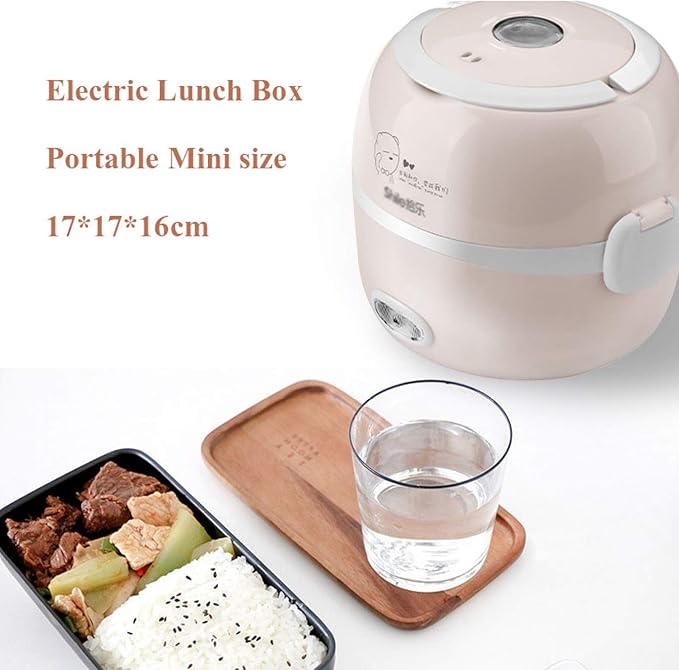 Rice Cooker Electric Lunch Box Portable Food Lunch Heater Rice Steamer Cooker With Stainless Steel Containers Egg Steamer(Blue)