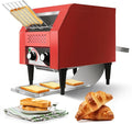 Commercial Conveyor Toaster 150 Slices/Hour Red Conveyor Toaster 3 Modes/7 Speeds Stainless Steel Tabletop Toaster for Toast Bagels and Other Baked Breads