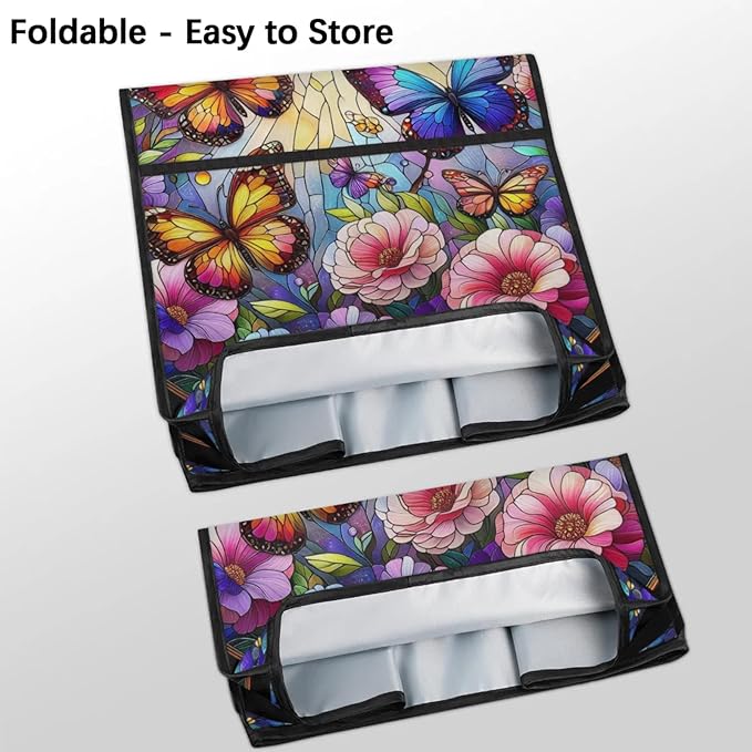 cfpolar Kitchen Aid Mixer Cover Compatible with 6-8 Quarts Butterfly Flower Glass Painting Stand Mixer Cover Kitchen Aid Mixers Accessories Appliance Organizer Bag Dust Covers with Zipper Pocket