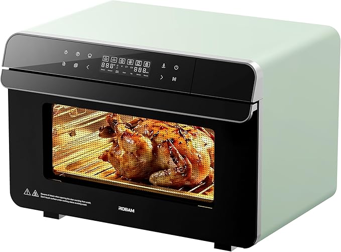 ROBAM Toaster Air Fryer Combi Oven Countertop Steam Oven 20-in-1 with Convection Steam Roast &amp Bake Multi-Stage Cooking Self-Clean 7 Modes 30 Built-In Recipes for Kitchen Pizza Baking (Green