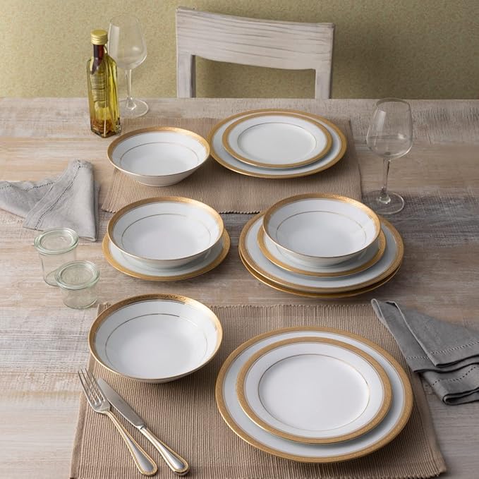 Noritake Crestwood Gold 12-Piece Dinnerware Set Service for 4