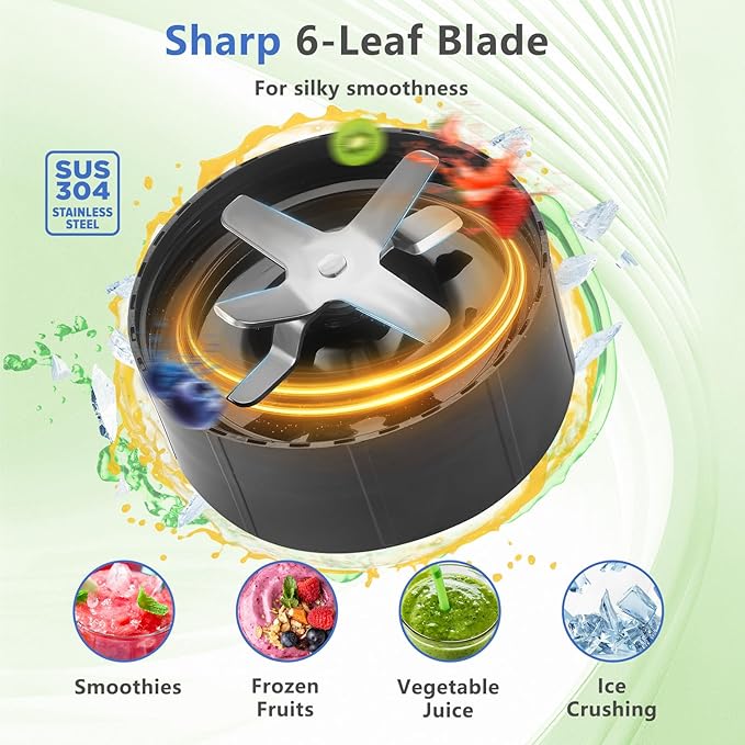 1200W Personal Blender for Shakes and Smoothies 12-Piece Portable Blender Combo with 6-Fin Blades 2 To-Go Cups for Juices Frozen Drinks Baby Food &amp More