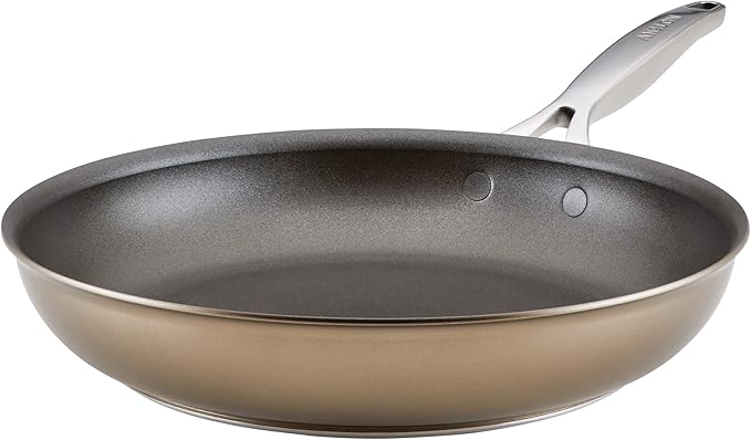 Anolon Ascend Hard Anodized Nonstick Frying Pan/Skillet - Good for All Stovetops (Gas Glass Top Electric &amp Induction) Dishwasher &amp Oven Safe with Stainless Steel Handle 12 Inch - Bronze