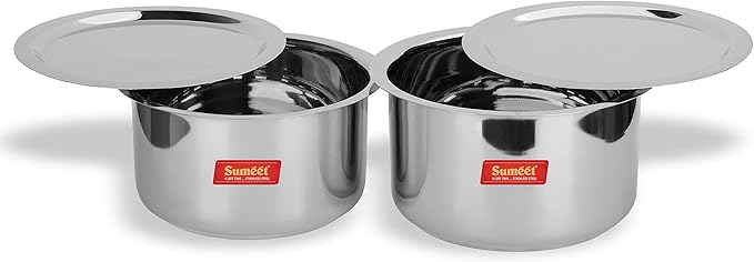 Sumeet Stainless Steel Cookware Set With Lid 5.2 LTR to 6.4 L 2 Piece (Steel)