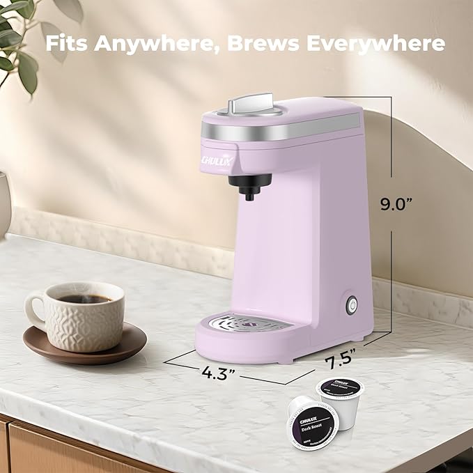 CHULUX Mini Coffee Maker for K Capsule Single Serve Coffee Maker for One Cup Americano Lightweight Pod Coffee Machine Lavender