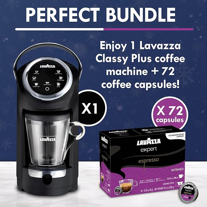 Lavazza Classy Plus Coffee Maker – 72 Count Intenso Espresso Capsules – Dual Brew Espresso &amp Lungo Machine Compatible Expert Capsules