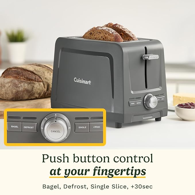 Cuisinart Core Collection 2-Slice Toaster | Extra-Long Slots for Artisan Bread | Bagel Setting |High-Lift Quickview™ | Single Slice &amp Defrost Functions | +30sec Toast Boost |Removable Crumb Tray