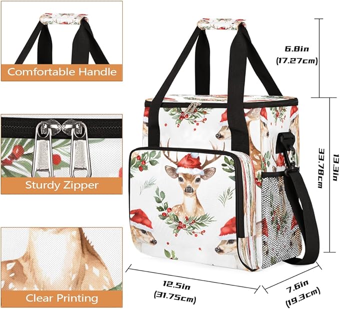 Christmas (716) Coffee Maker Carring Bag Travel Carrying Storage Tote Bag Compatible with Keurig K-Mini or K-Mini Plus Portable Single Serve Coffee Brewer Case with Pockets for K-cup Pods