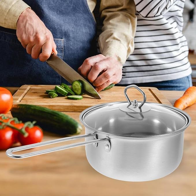 BESPORTBLE Stainless Steel Cookware Set with Thick Bottom Saucepan Frying Pan and Milk Pot Kitchen Cooking Pots Pan Set for Even Heating and Easy Cleaning