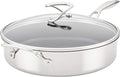 Circulon Clad Stainless Steel Saute Pan with Lid and Hybrid SteelShield and Nonstick Technology 5 Quart - Silver