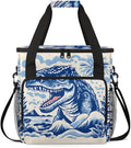 Dinosaur Coffee Maker Carrying Bag Sea Water Portable Travel Storage Tote Bag Compatible with K-Mini or K-Mini Plus Single Serve Coffee Brewer Carrying Case with Multiple Pockets &amp Shoulder Stra