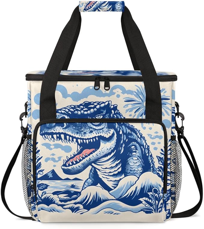 Dinosaur Coffee Maker Carrying Bag Sea Water Portable Travel Storage Tote Bag Compatible with K-Mini or K-Mini Plus Single Serve Coffee Brewer Carrying Case with Multiple Pockets &amp Shoulder Stra