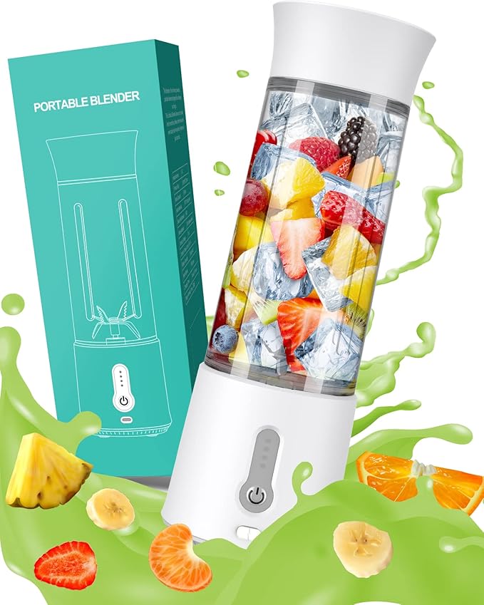 Portable Blender Portable Blender for Shakes and Smoothies Personal Size Blender for Shakes and Smoothies with 6 Blades 17 Oz USB Rechargeable Mini Blender shake Smoothie for Kitchen/Travel/Gym