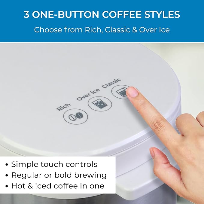 Kenmore Single Serve Coffee Maker – 6–14 Oz Brew Sizes Compatible with Keurig K‑Cup Pods &amp Ground Coffee One Cup Brewer Travel Mug Friendly Auto Shut‑Off Hot &amp Iced maquina de cafe White