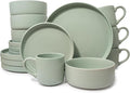 16 Piece Dinnerware Set Key West - Plates Bowls and Mugs Set for 4 - Chip and Scratch Resistant Microwave and Dishwasher Safe Tableware 16 Pieces Ribbed Dishes
