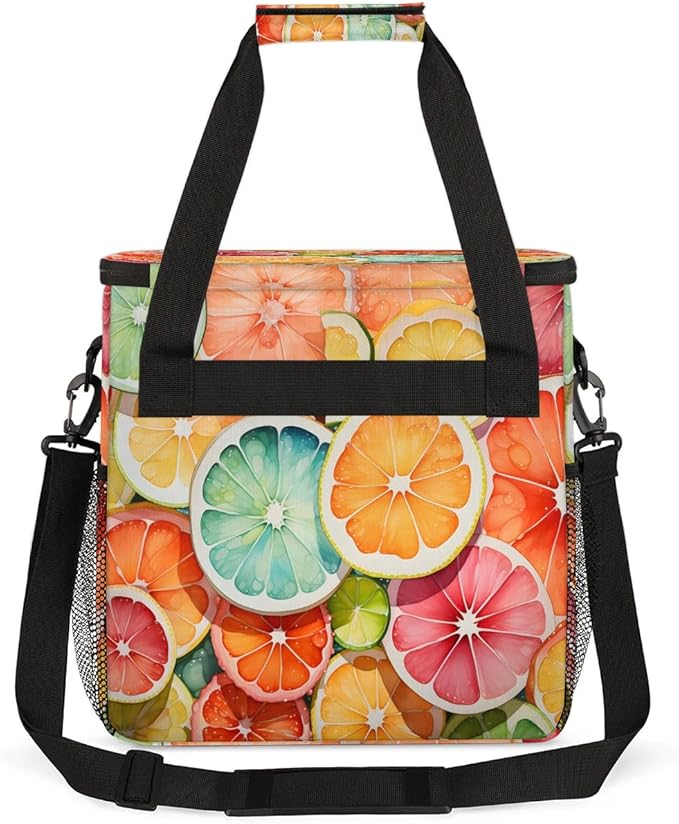 Lemon Theme Coffee Maker Carrying Bag Compatible with K-Mini or K-Mini Plus Portable Single Cup Coffee Maker Case with Pockets for K Cup Pods