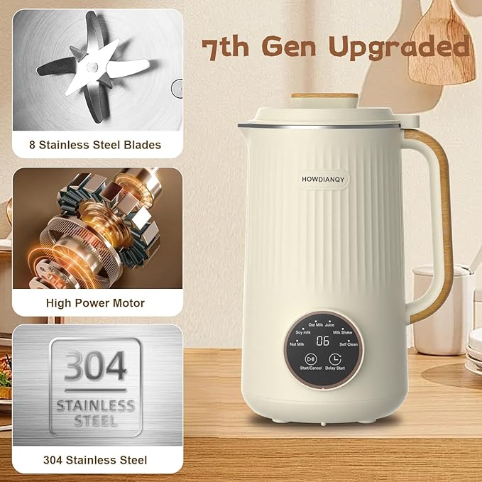 HDQ 2026 Nut Milk Maker Machine 32oz All-in-1: Multifunctional Automatic Nut Milk Machine&amp Soy Milk Make&amp Almond Milk Maker&amp Oat Milk Maker&amp Coconut Milk Maker&amp Juicer With Delay