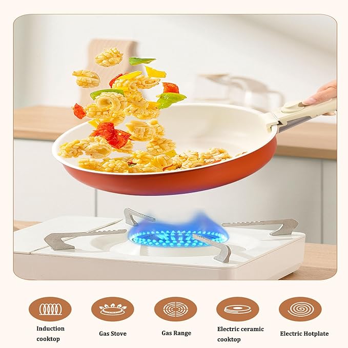 Cookware Set Non Stick 11 Piece Cookware Set with Detachable Handle Set Non Toxic Easily Clean Pot and Pans Set for Cooking Cookware Induction Blue