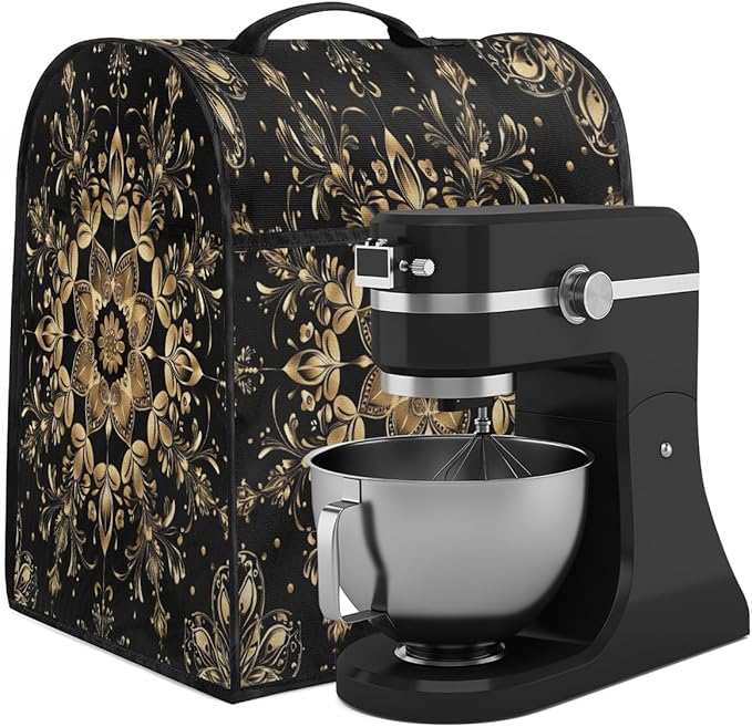 cfpolar Kitchen Aid Mixer Cover Compatible with 6-8 Quarts Bohemian Mandala Gold Stand Mixer Cover Kitchen Aid Mixers Accessories Appliance Organizer Bag Dust Covers with Zipper Pocket