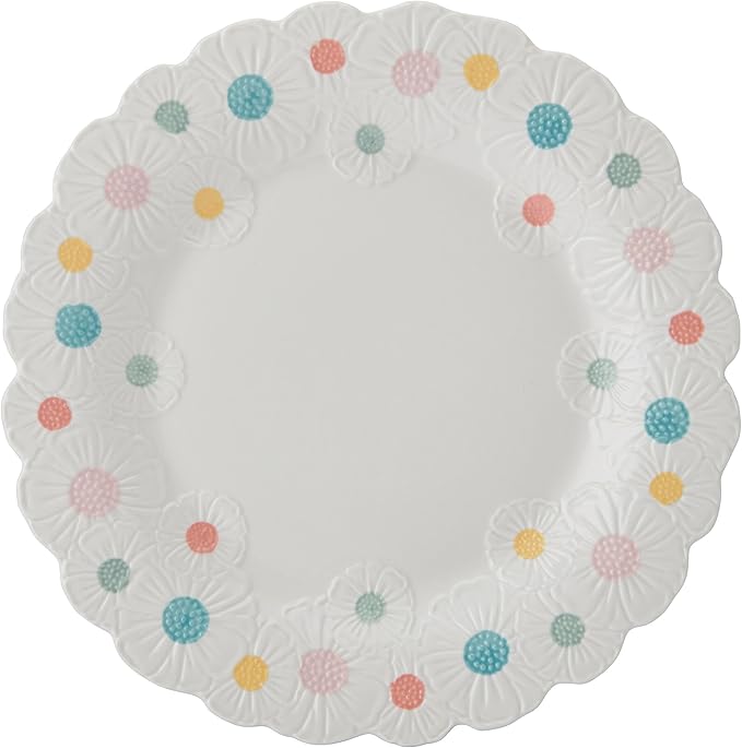 Darbie Angell Painted Daisy 12 Piece Plate and Bowl Dinnerware Set Durable Service for 4 Floral Design Modern Tableware